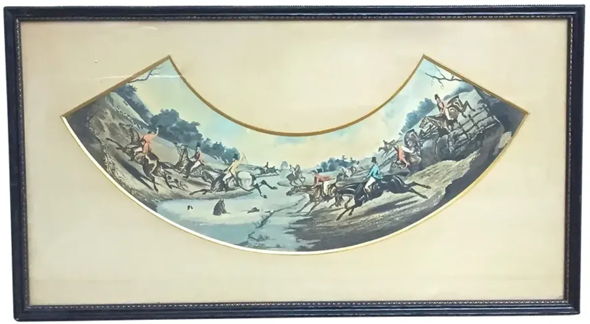 Antique French Hunt Scene Engraving - Vermilion Designs - Blue