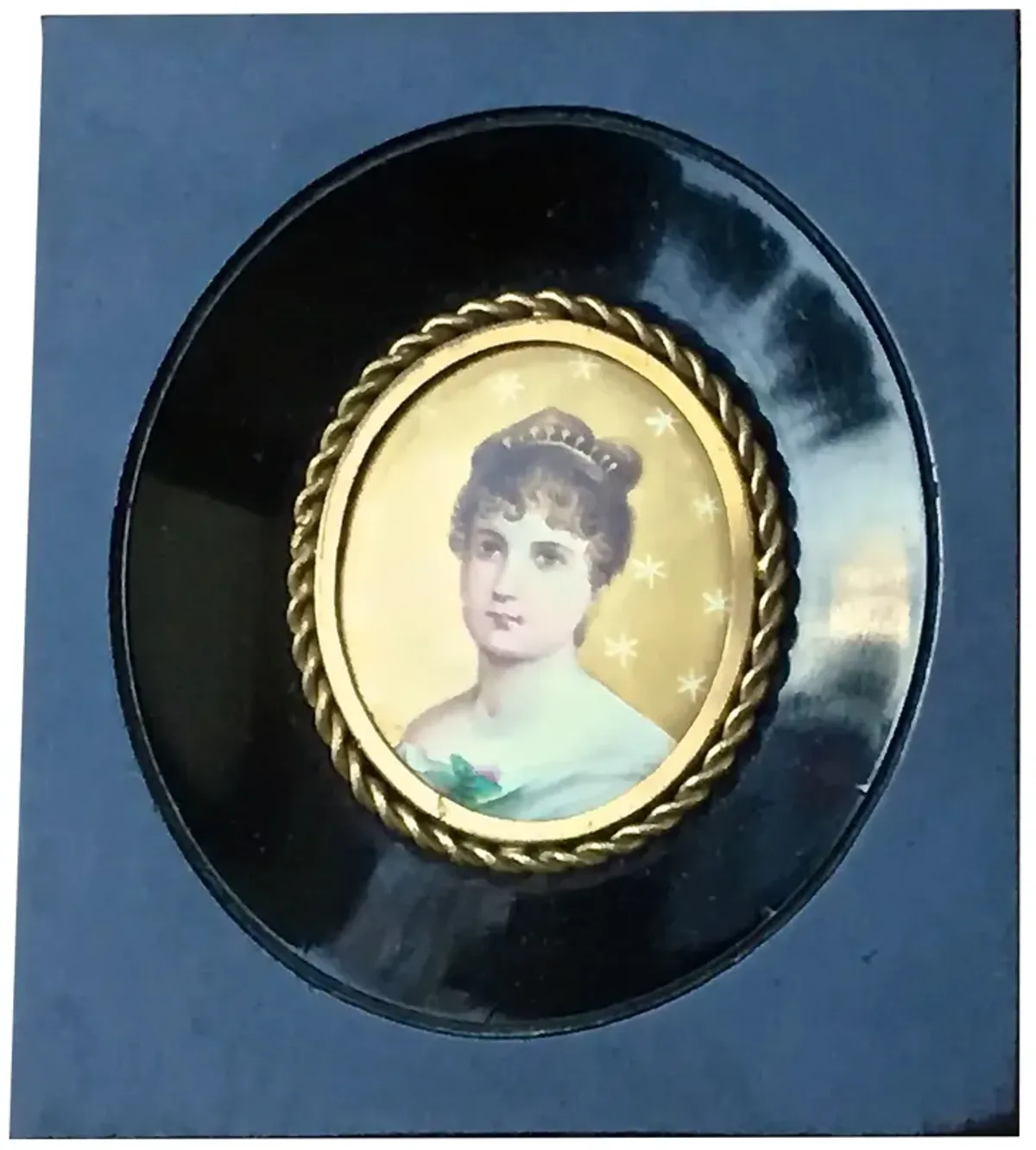 Antique Framed Porcelain Lady Portrait - Vermilion Designs - Gold