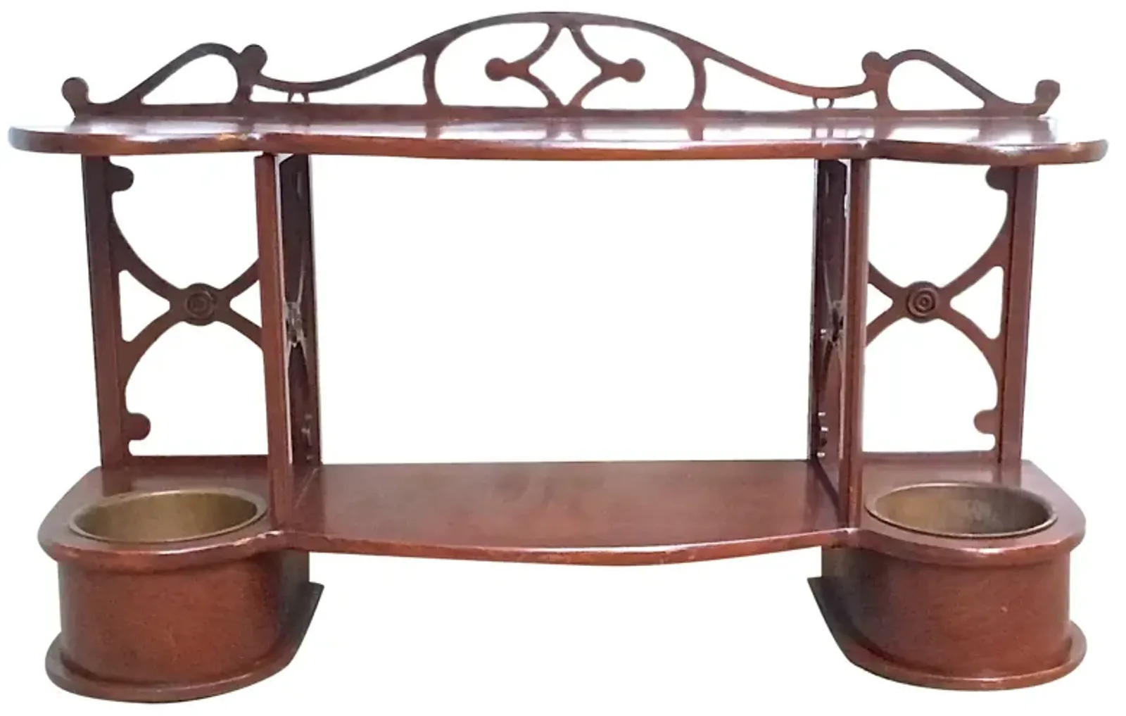 Sheraton Style Cachepot Wall Etagere - Vermilion Designs - brown