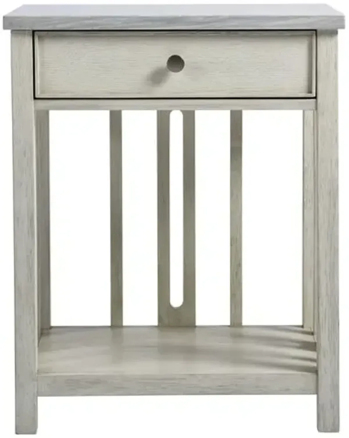 Coastal Living Shelly Stone-Top Nightstand - White