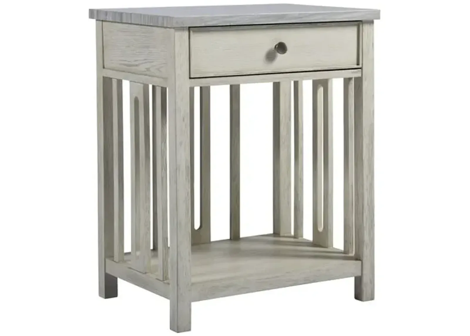 Coastal Living Shelly Stone-Top Nightstand - White