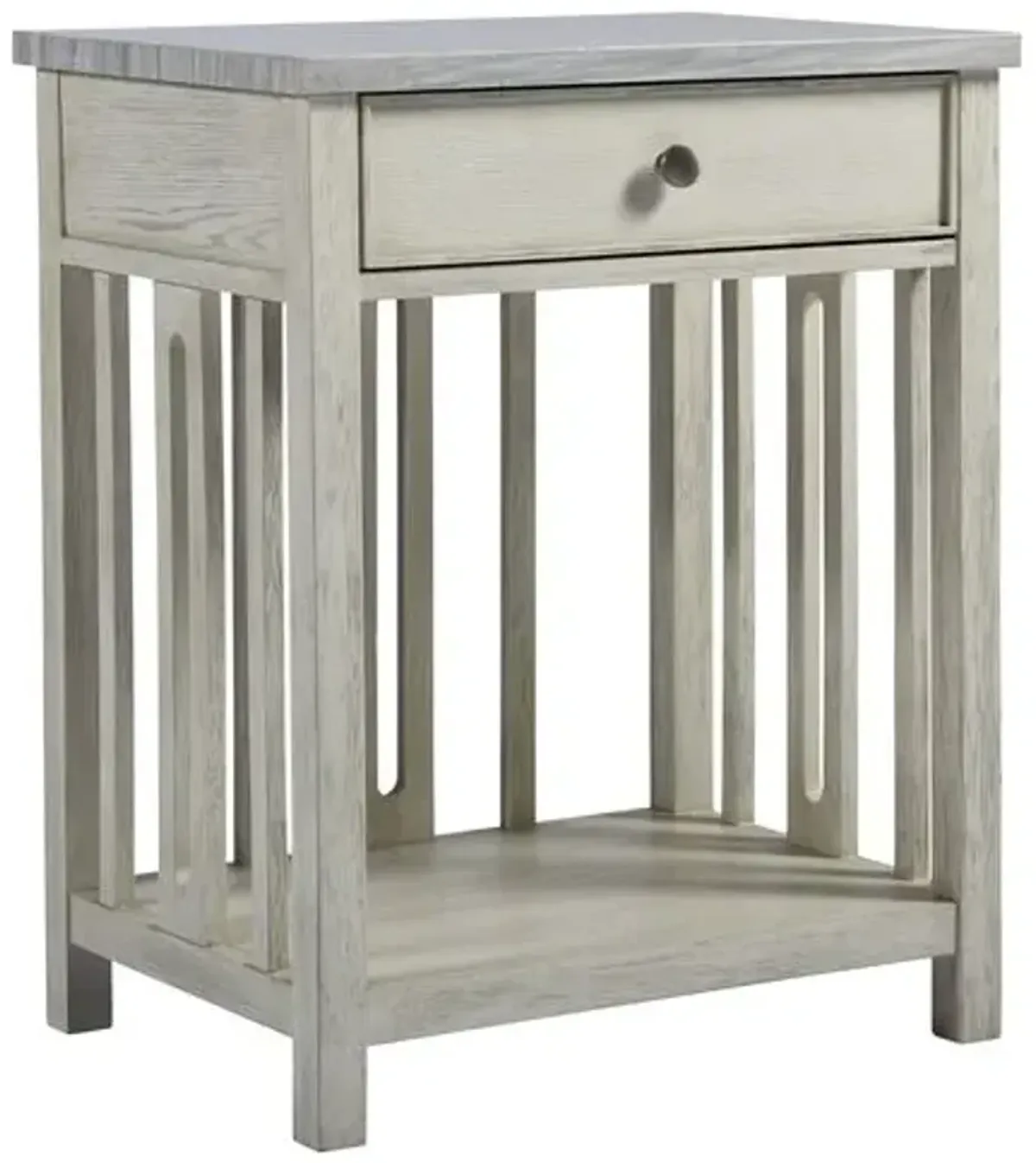 Coastal Living Shelly Stone-Top Nightstand - White