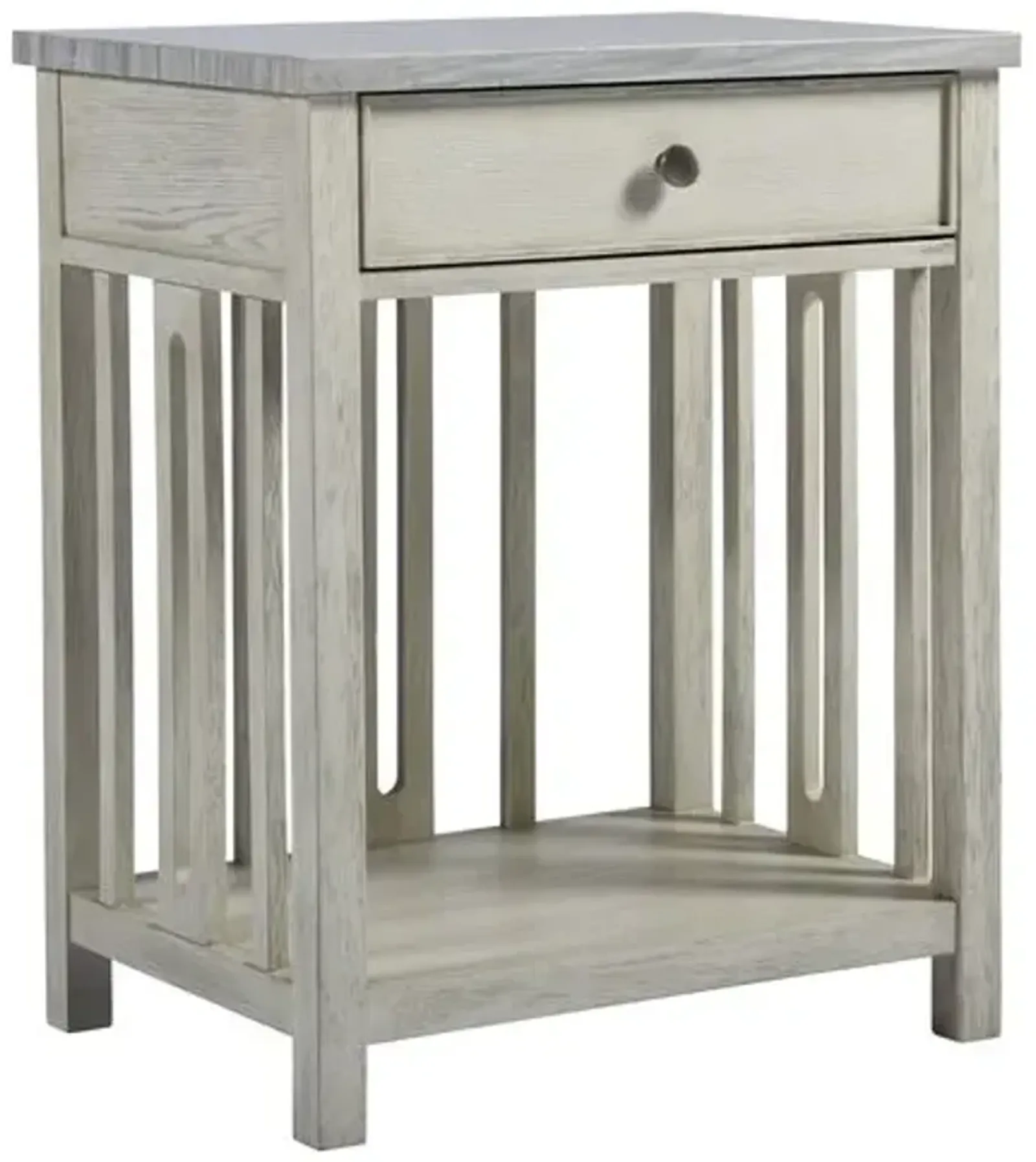 Coastal Living Shelly Stone-Top Nightstand - White