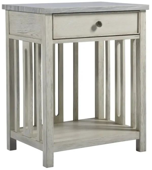 Coastal Living Shelly Stone-Top Nightstand, White