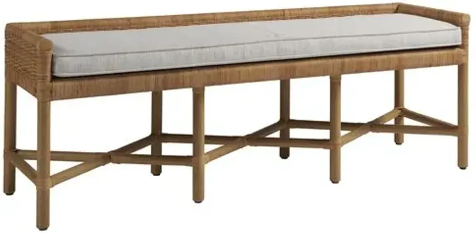 Coastal Living Key West Bench - Natural Rattan - Beige