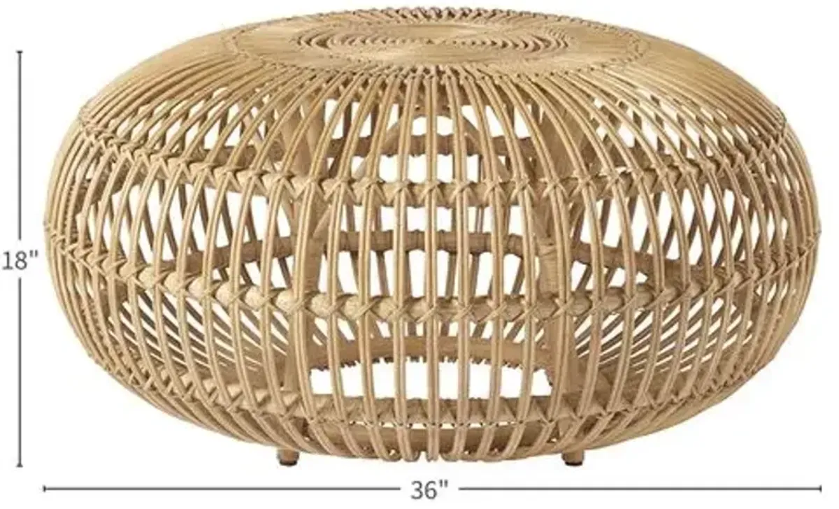 Scatter Rattan Ottoman - Natural - Brown