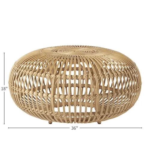 Scatter Rattan Ottoman - Natural - Brown