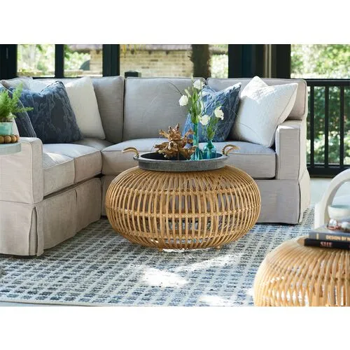 Scatter Rattan Ottoman - Natural - Brown