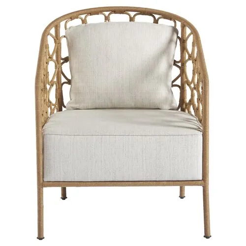 Coastal Living Key West Accent Chair - Natural Rattan - Ivory, Comfortable, Durable, Cushioned