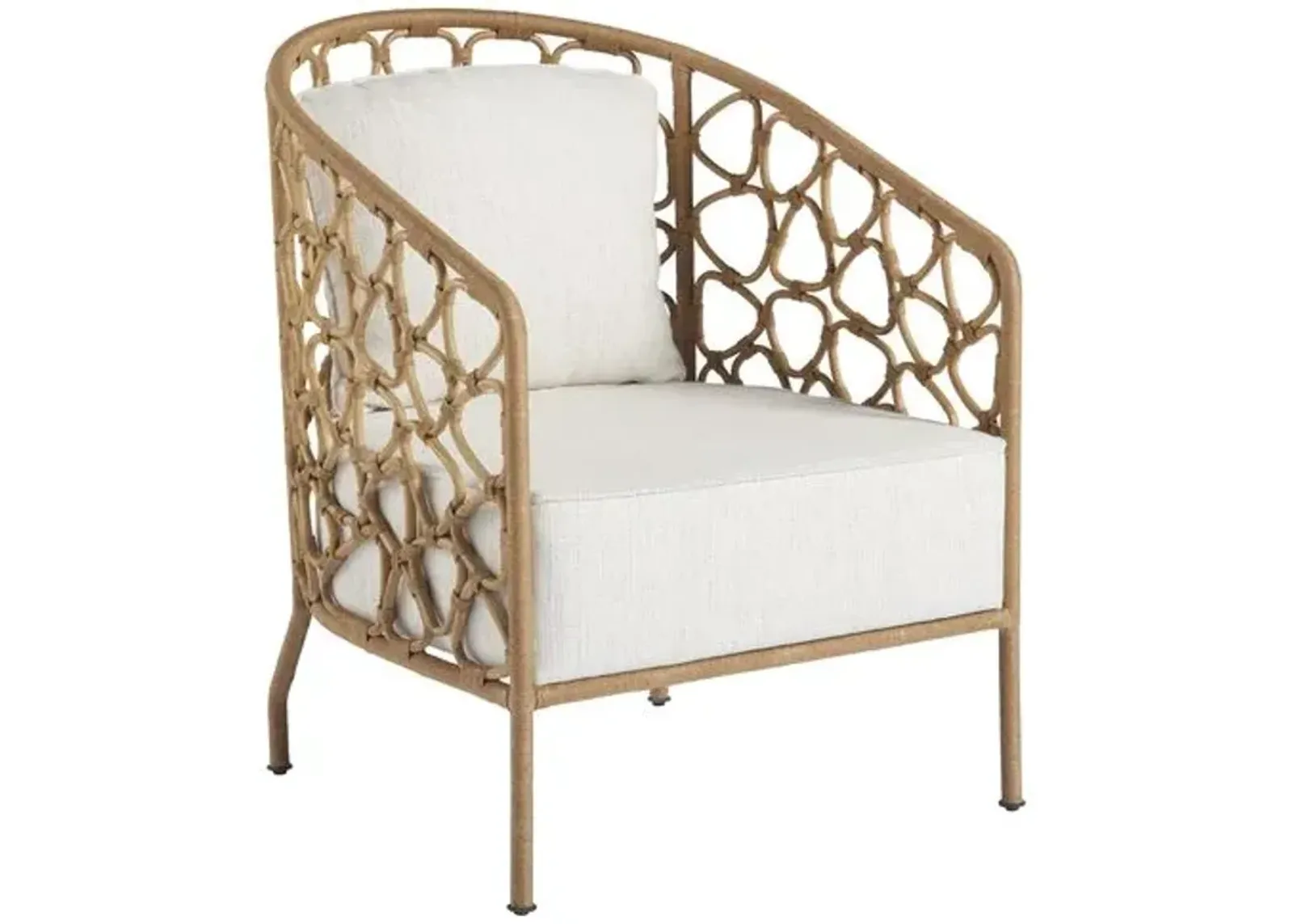 Coastal Living Key West Accent Chair - Natural Rattan - Ivory, Comfortable, Durable, Cushioned