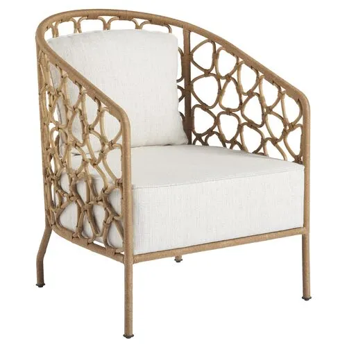 Coastal Living Key West Accent Chair - Natural Rattan - Ivory, Comfortable, Durable, Cushioned