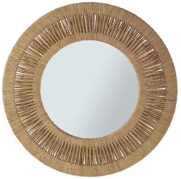 Coastal Living Ridley Round Mirror - Tan - Beige