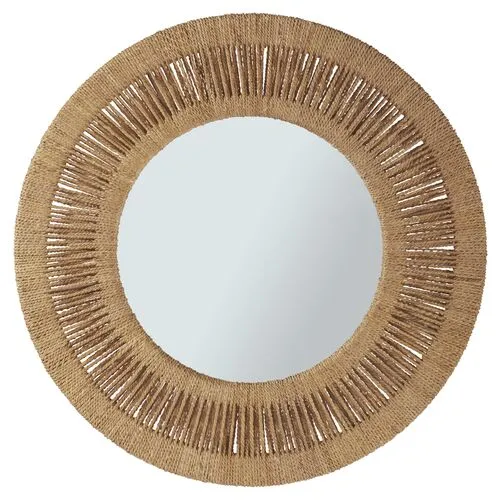 Coastal Living Ridley Round Mirror - Tan - Beige