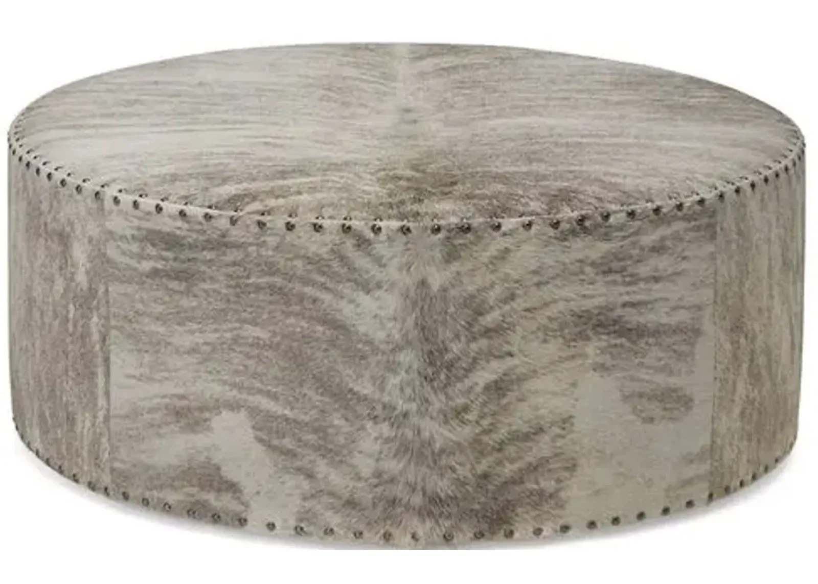 Callisto Ottoman - Gray/Ivory Brindle Leather - Massoud