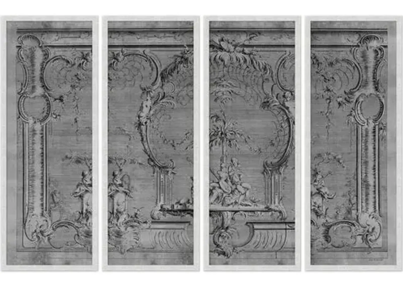 Set of 4 Architectural Panels - Silver