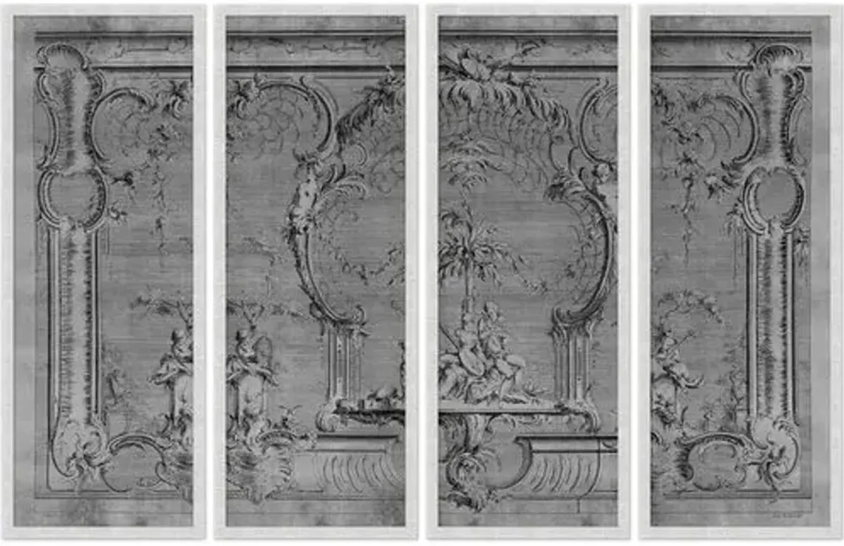 Set of 4 Architectural Panels - Silver