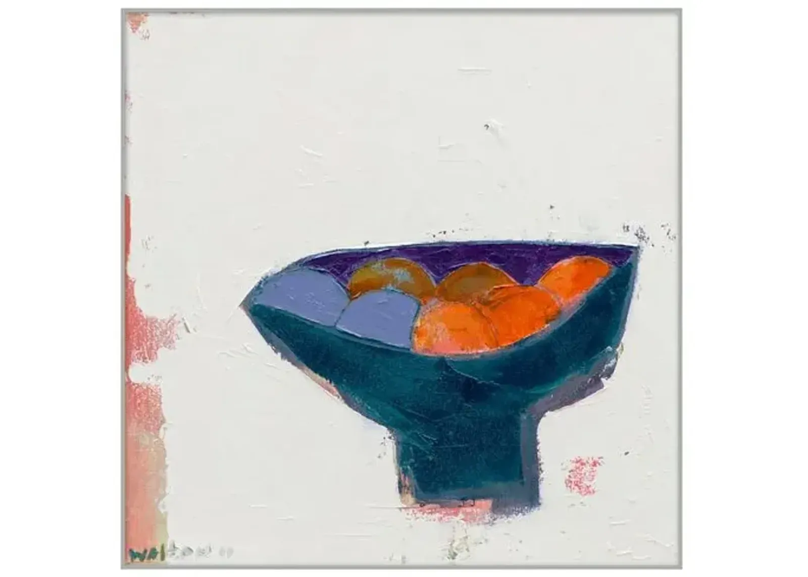 Painting - Folk Art Fruit Bowl I - White