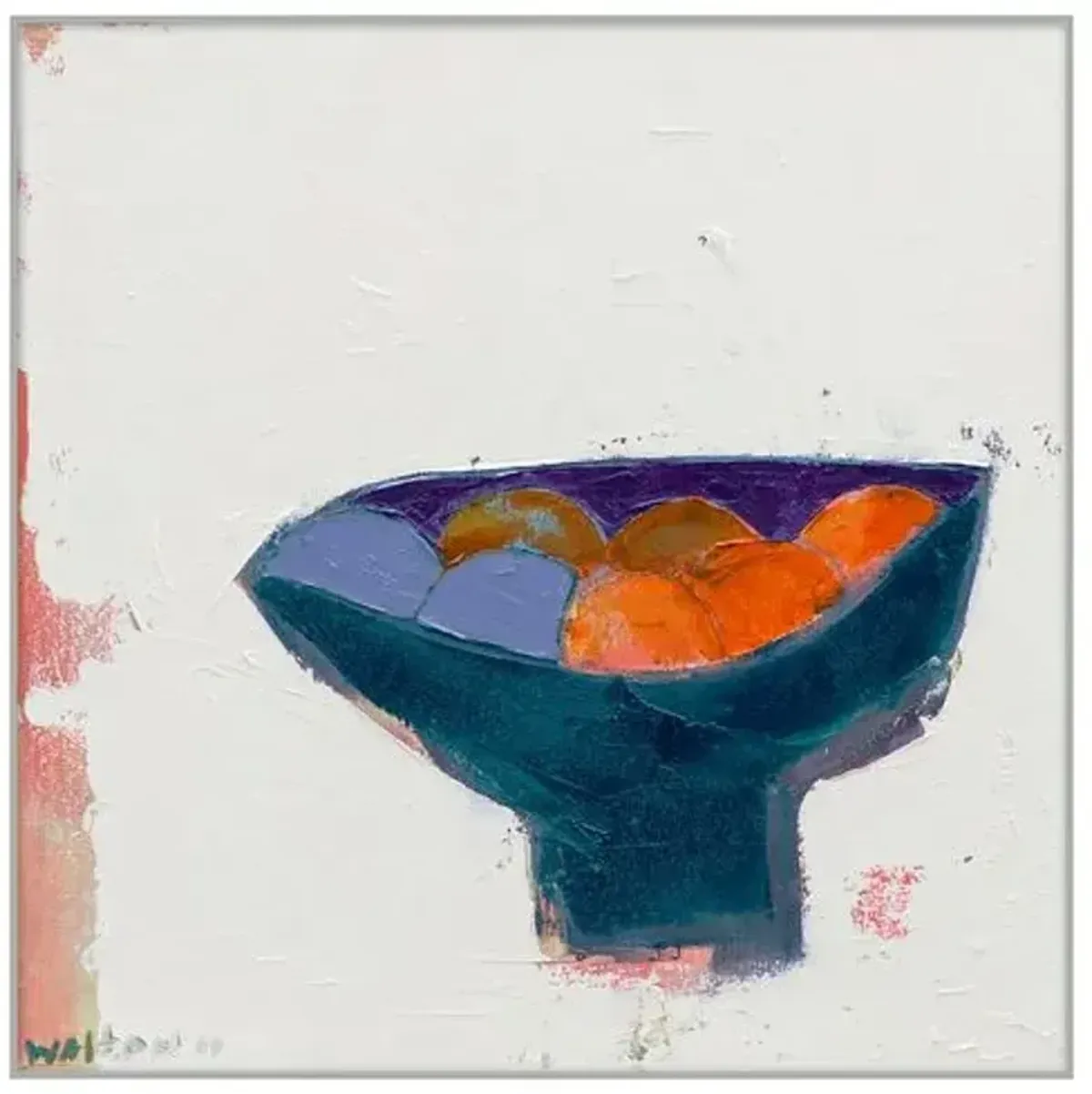 Painting - Folk Art Fruit Bowl I - White