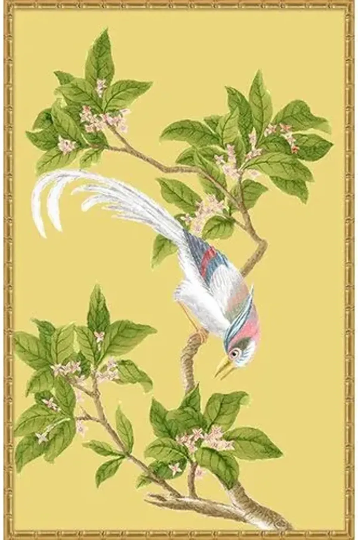 Yellow & Green Chinoiserie Birds I - Gold