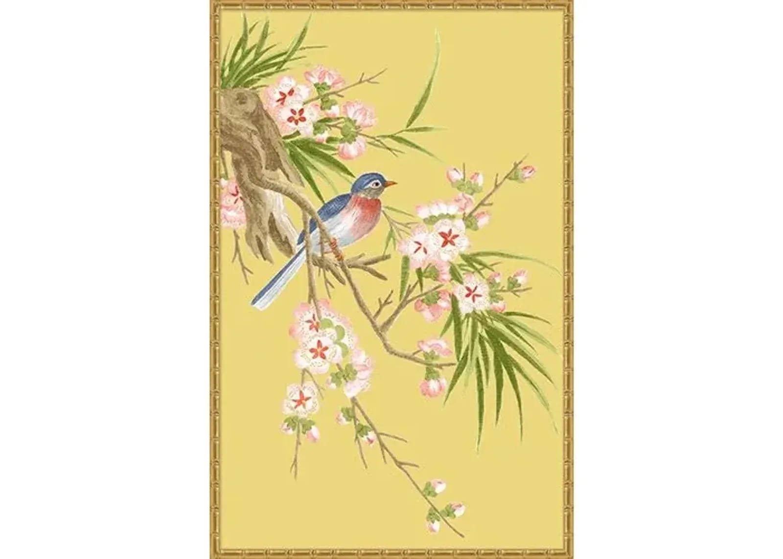 Yellow & Green Chinoiserie Birds II - Gold