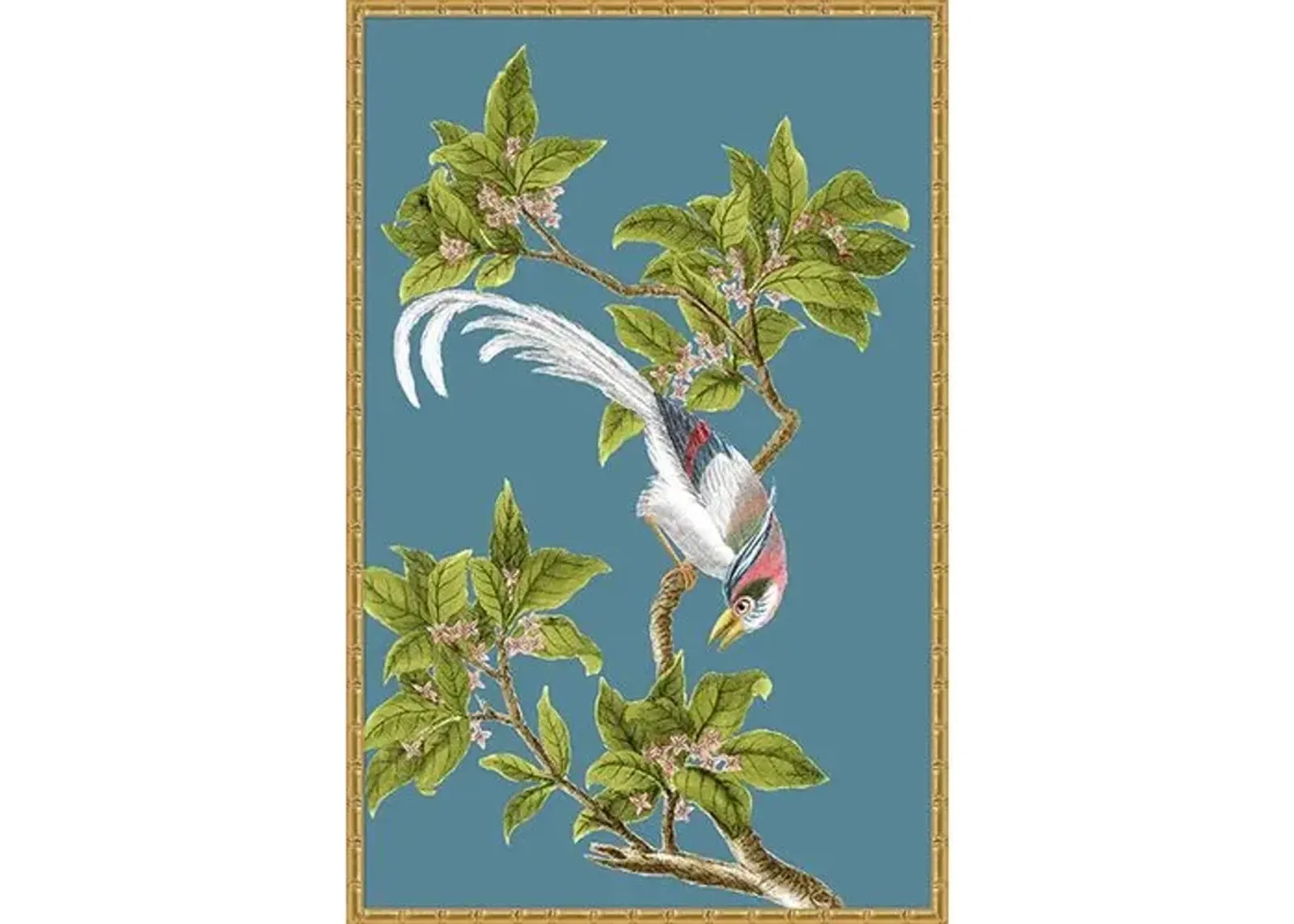 Navy & Green Chinoiserie Birds I - Gold