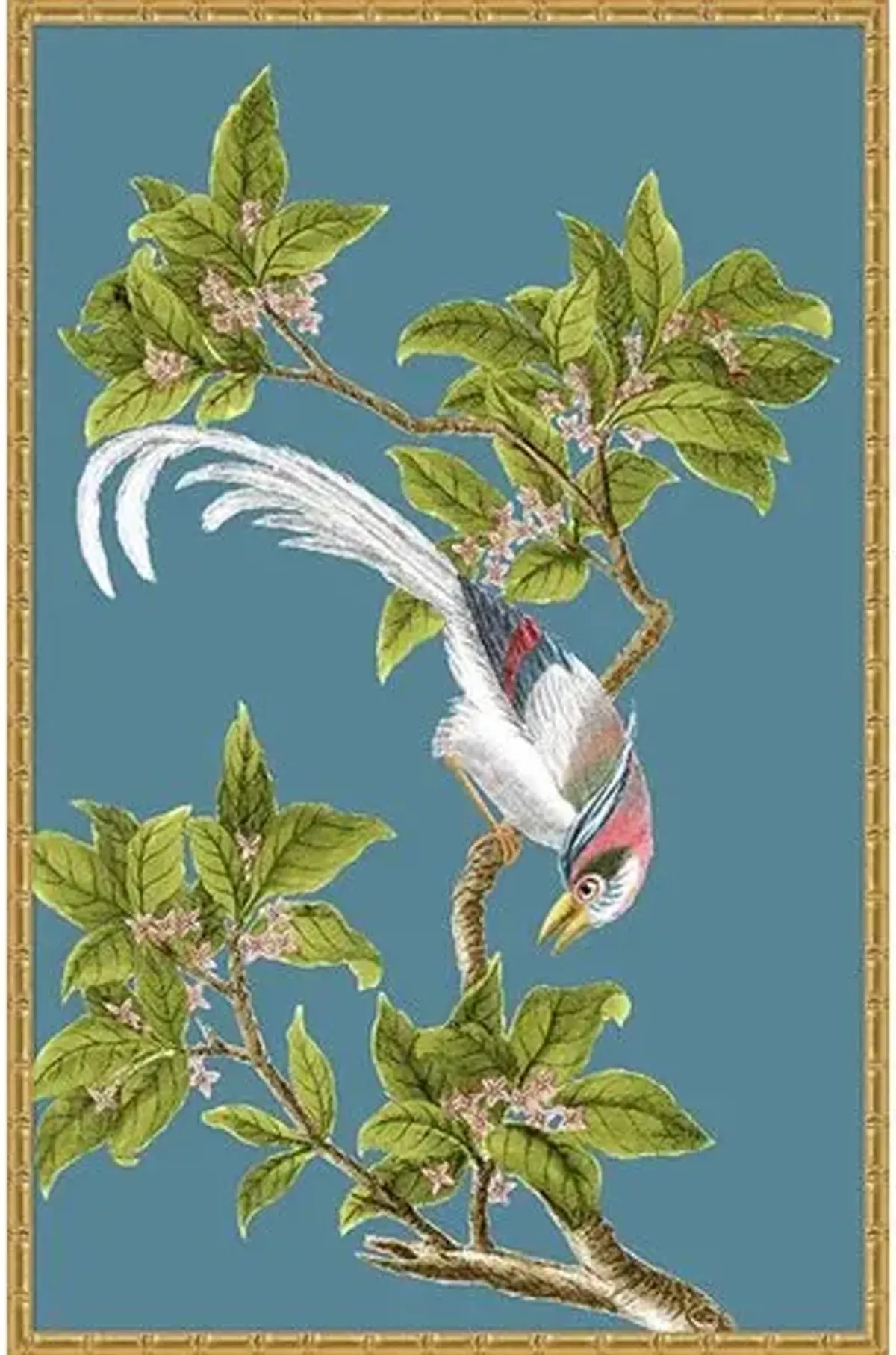 Navy & Green Chinoiserie Birds I - Gold