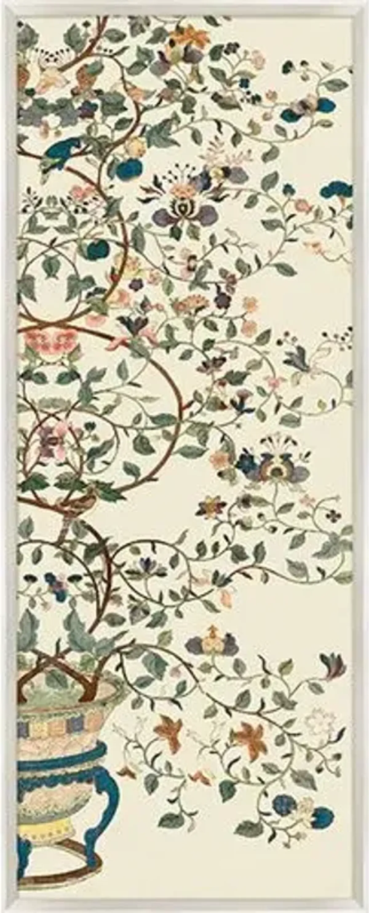 Flower Pot Chinoiserie Branches Diptych - Silver