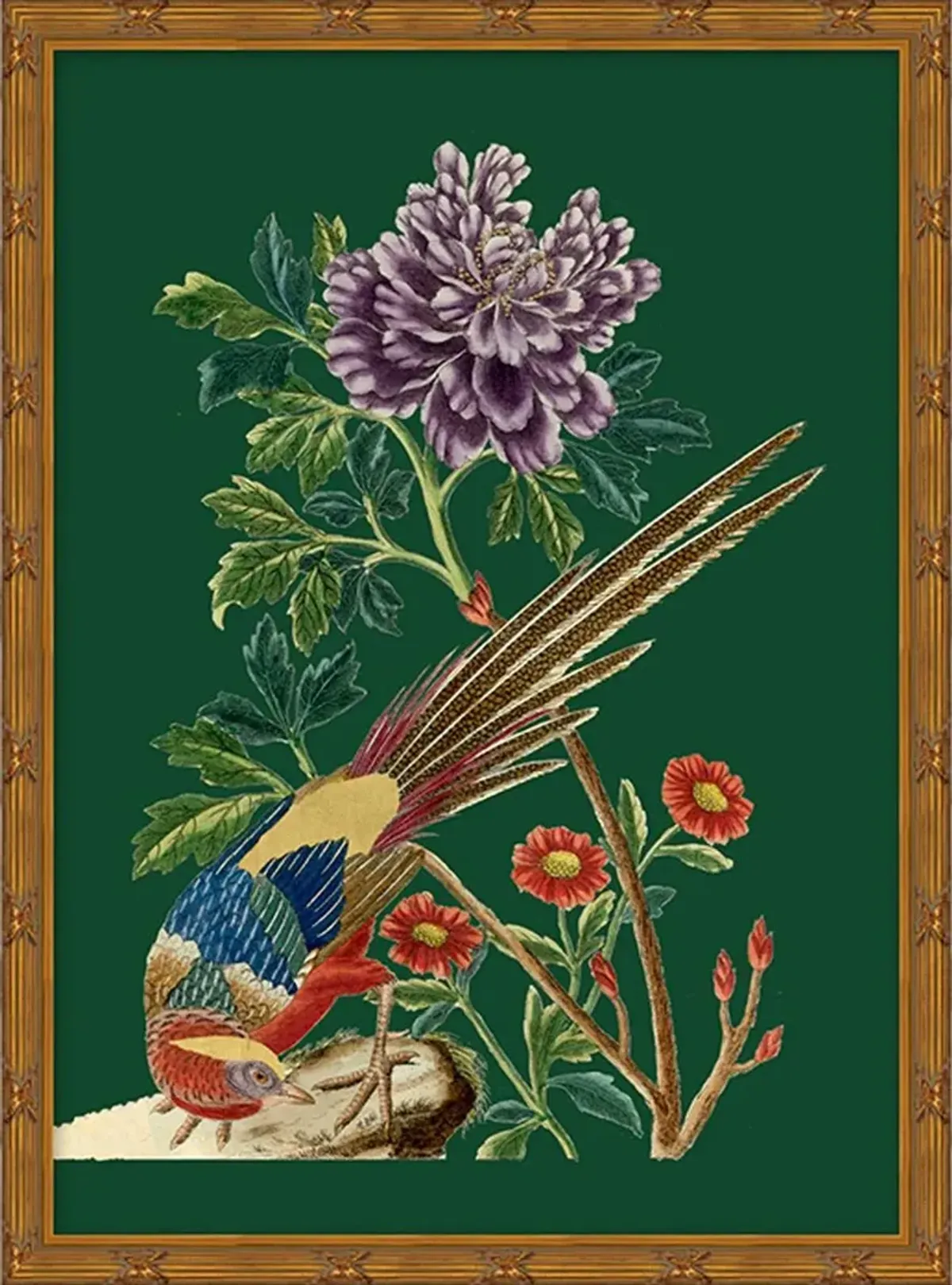 Green Chinoiserie Birds I