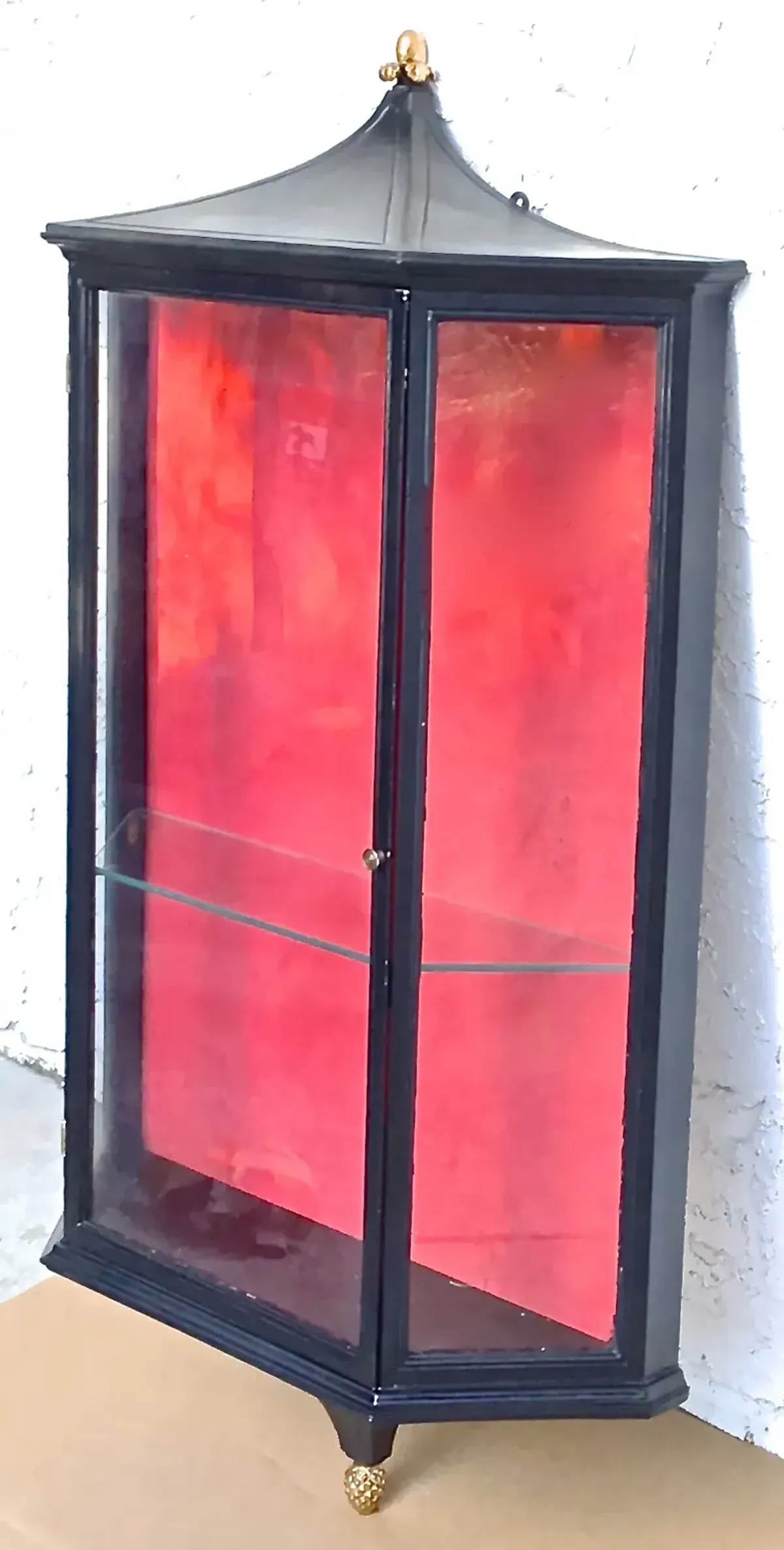 Chinoiserie Glass Display Hutch - Vermilion Designs - Black