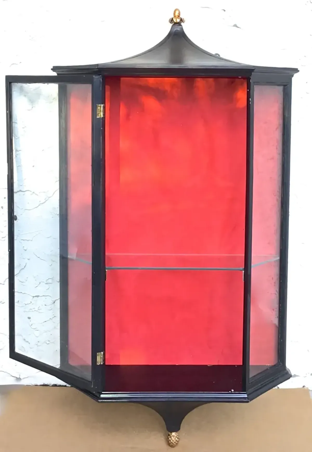 Chinoiserie Glass Display Hutch - Vermilion Designs - Black