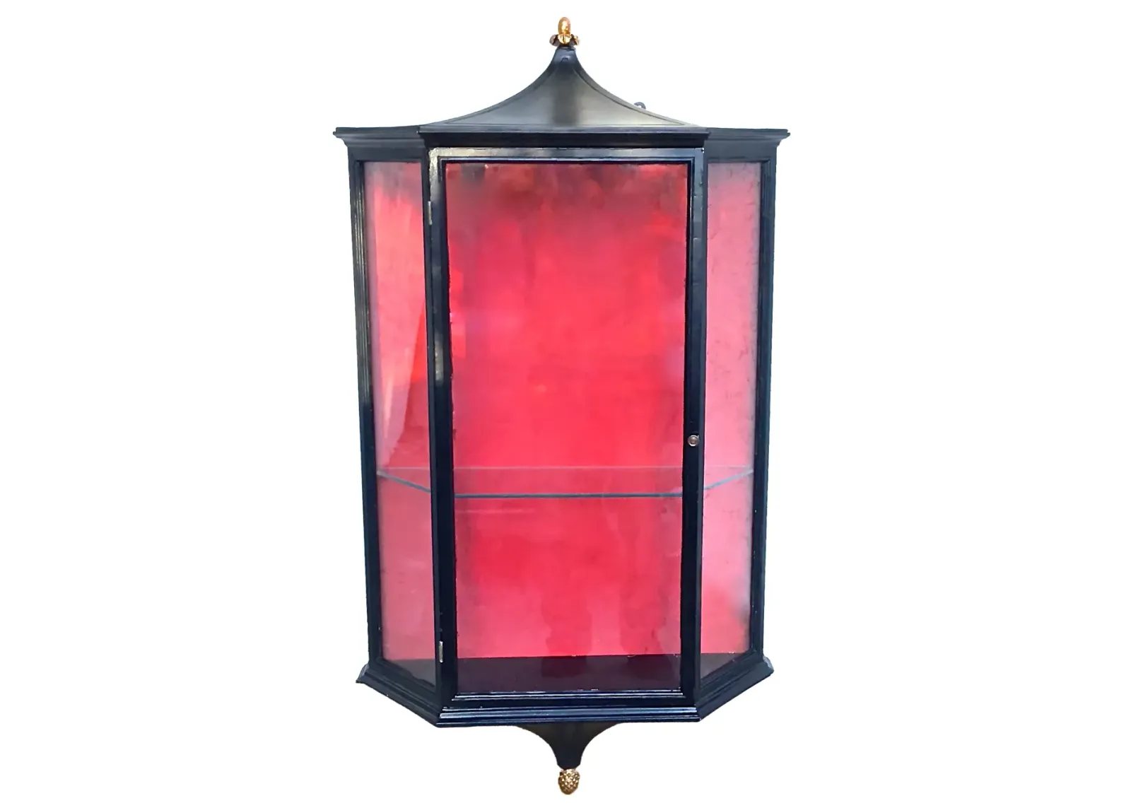 Chinoiserie Glass Display Hutch - Vermilion Designs - Black