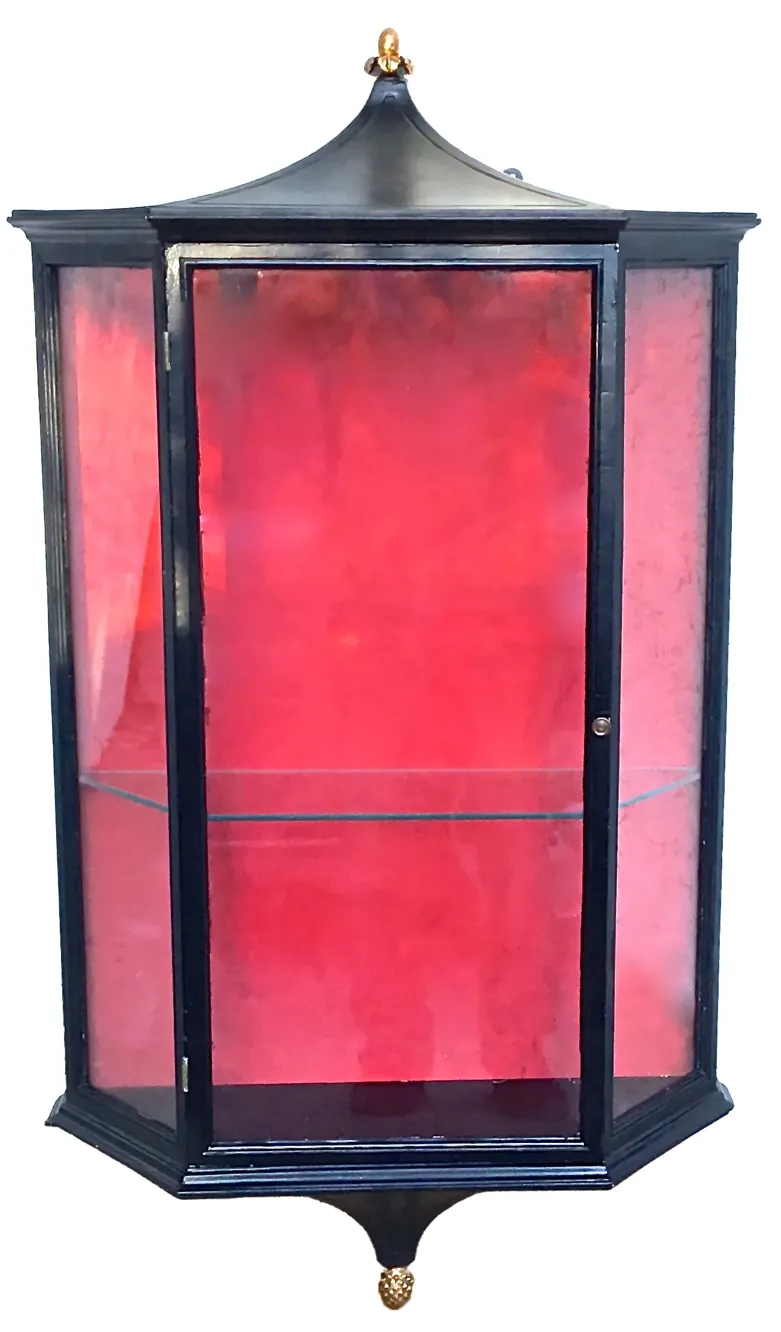 Chinoiserie Glass Display Hutch - Vermilion Designs - Black