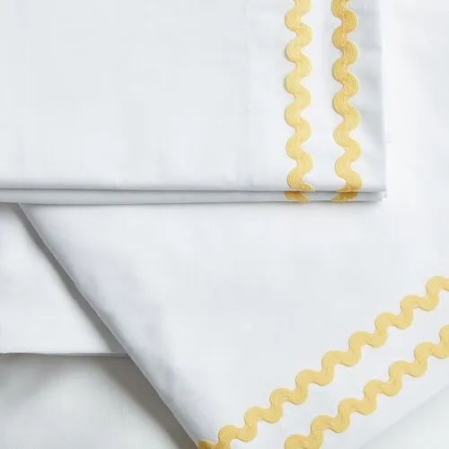 April Sheet Set - Yellow, 300 Thread Count, Egyptian Cotton Sateen, Soft and Luxurious