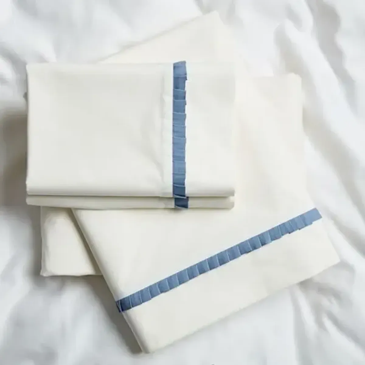 Carrie Sheet Set - Blue, 300 Thread Count, Egyptian Cotton Sateen, Soft and Luxurious