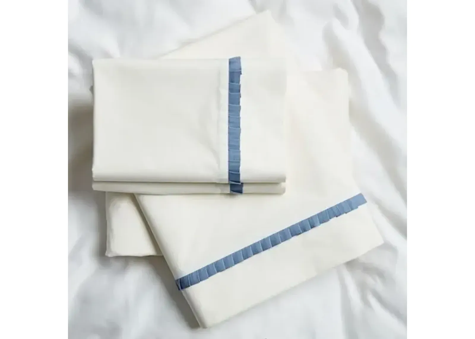 Carrie Sheet Set - Blue, 300 Thread Count, Egyptian Cotton Sateen, Soft and Luxurious