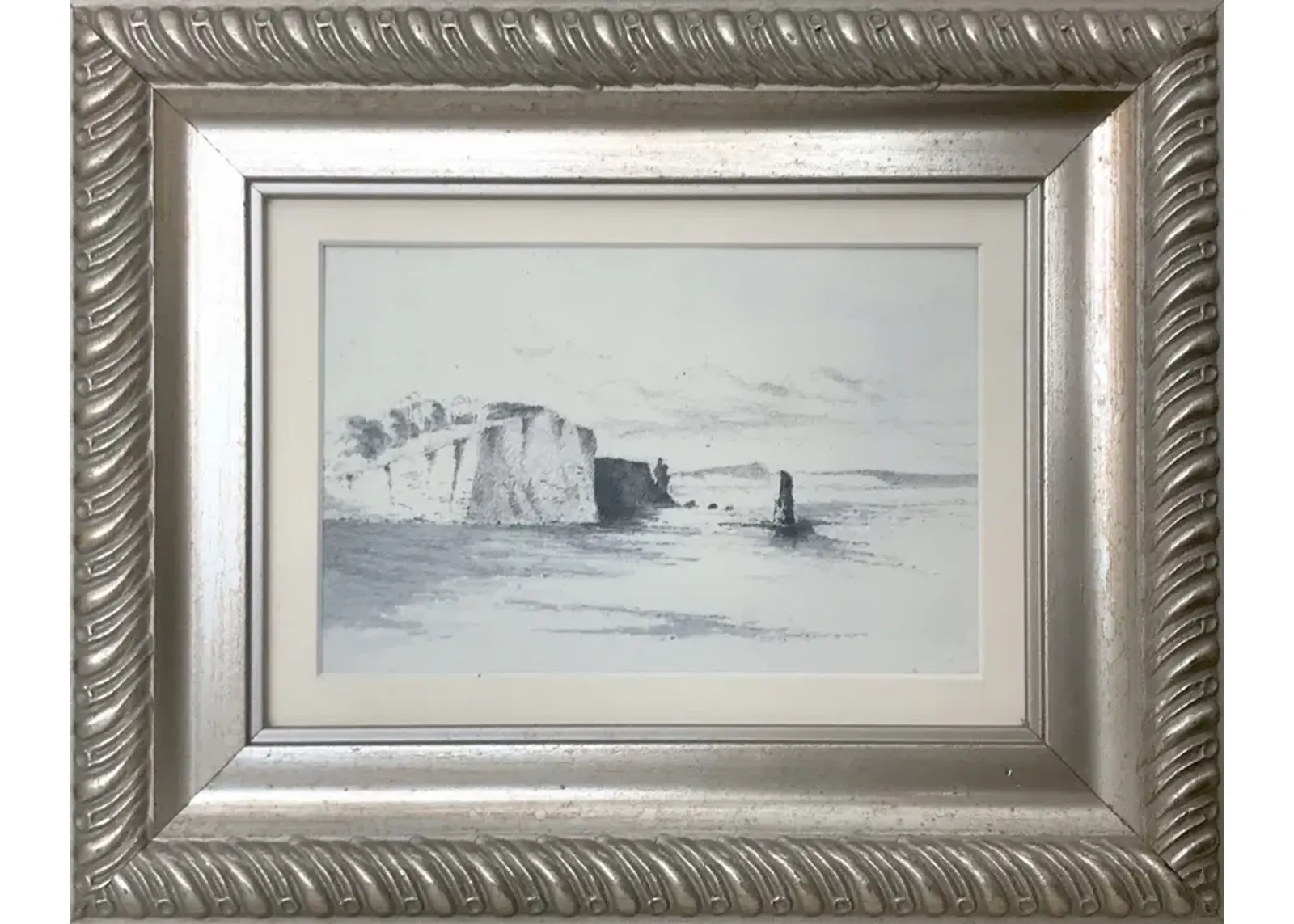 Antique English Coast Drawing - Antiquarian Art Company - Gray