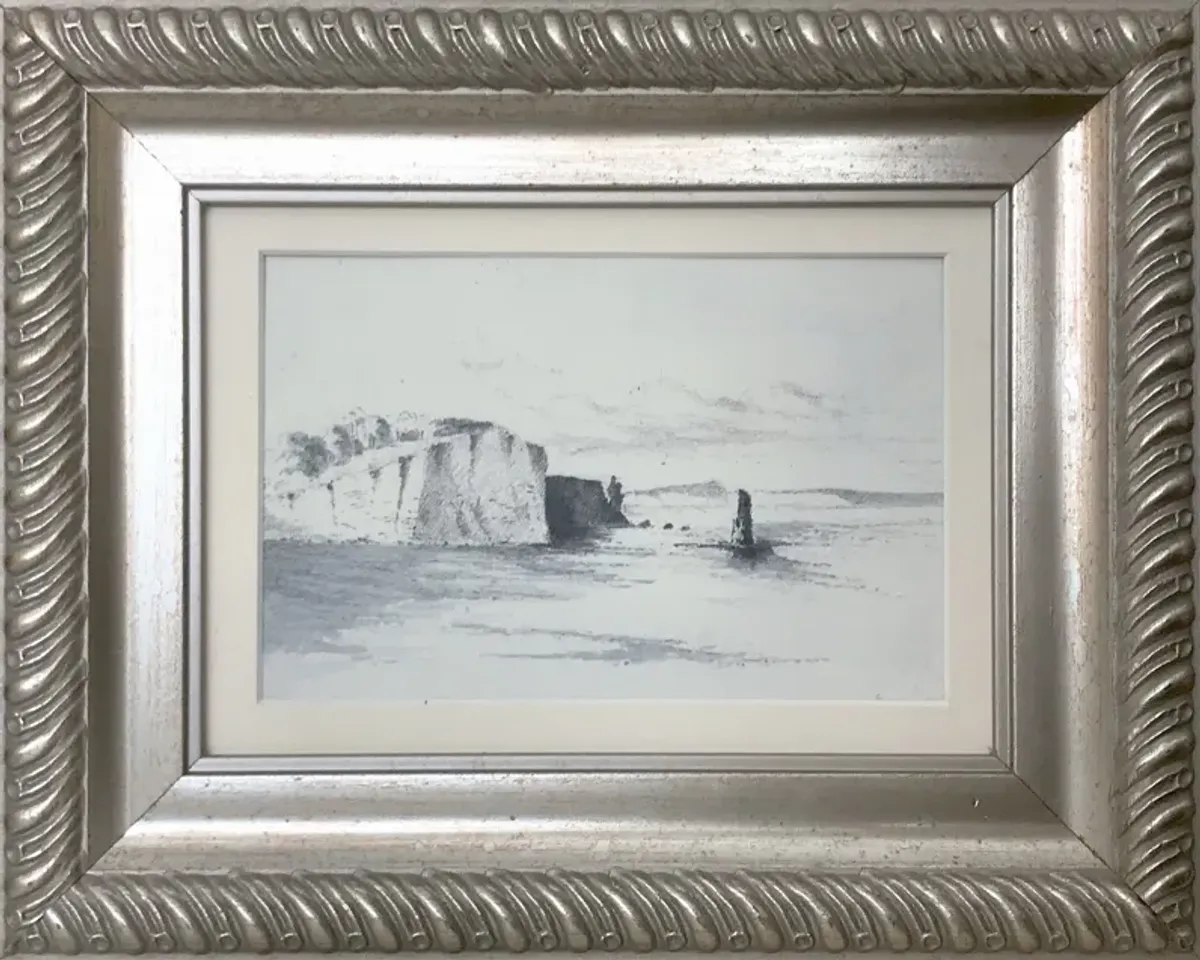 Antique English Coast Drawing - Antiquarian Art Company - Gray