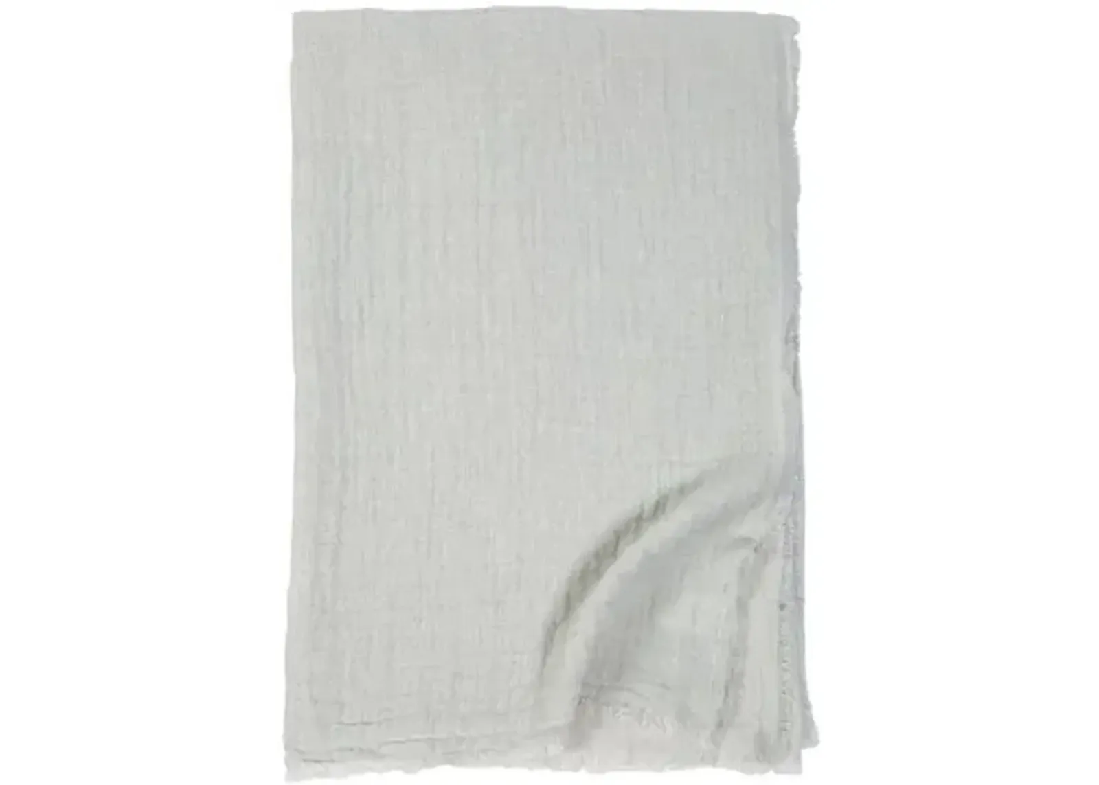 Hermosa Cotton Throw - Ocean/Cream - Pom Pom at Home - White, Fringed