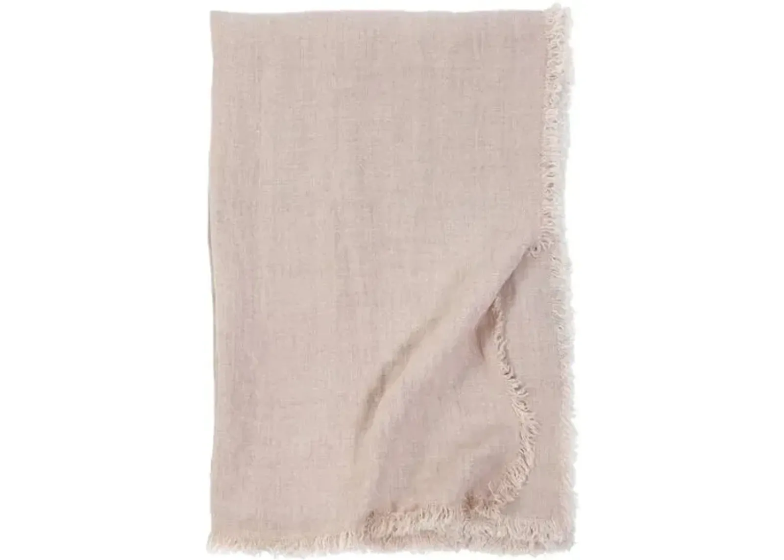 Laurel Linen Throw - Blush - Pom Pom at Home - Pink, Fringed