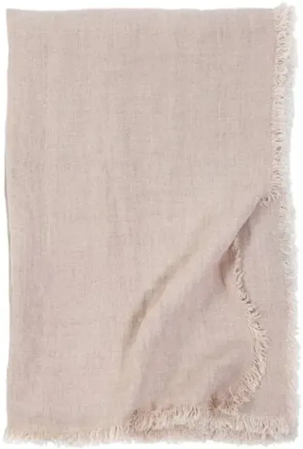 Laurel Linen Throw - Blush - Pom Pom at Home - Pink, Fringed