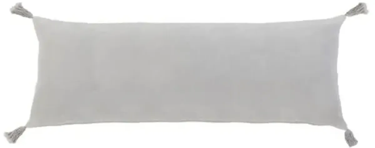 Bianca 14x40 Lumbar Pillow - Light Gray Velvet - Pom Pom at Home