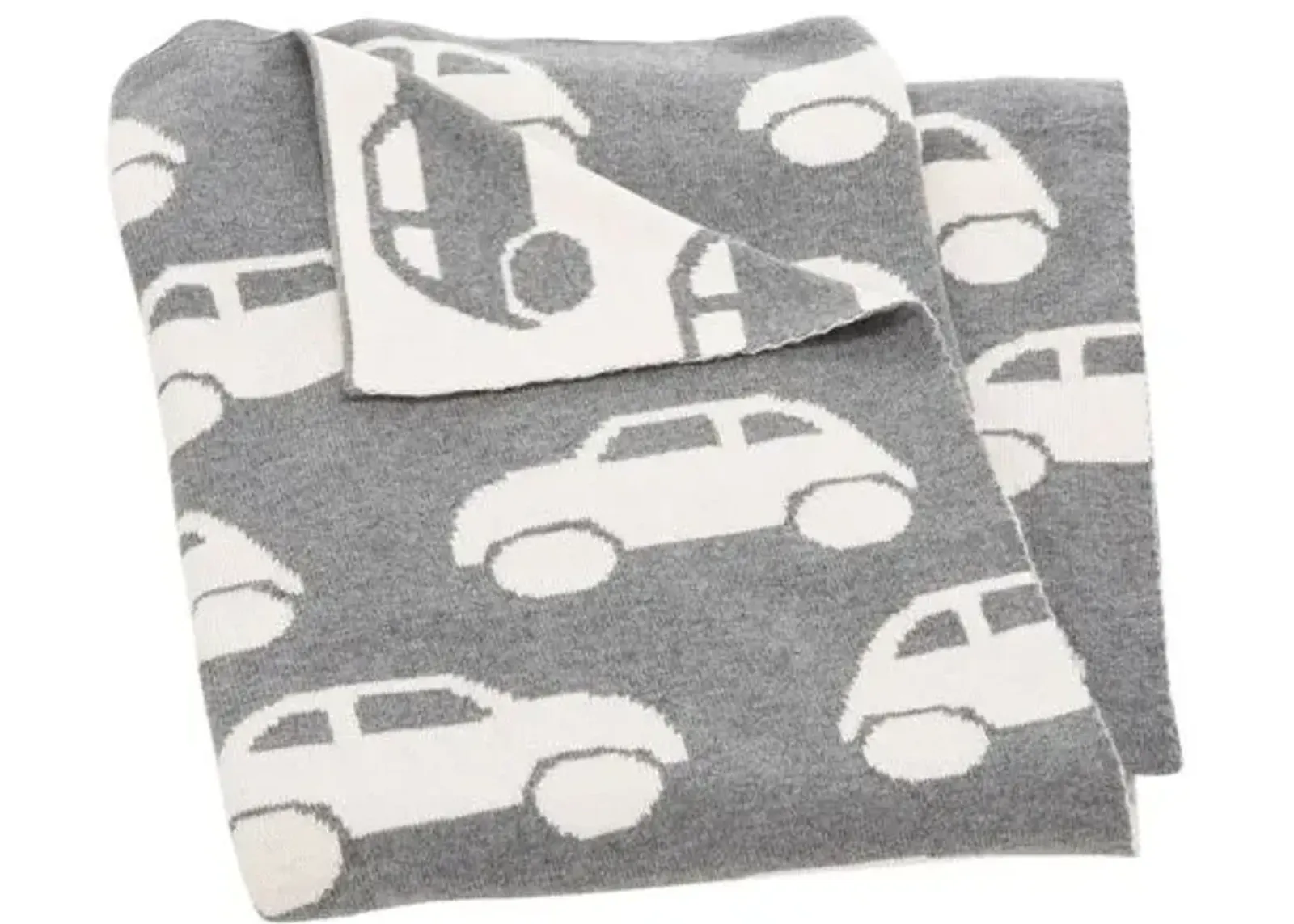 Car Baby Blanket - Gray/White