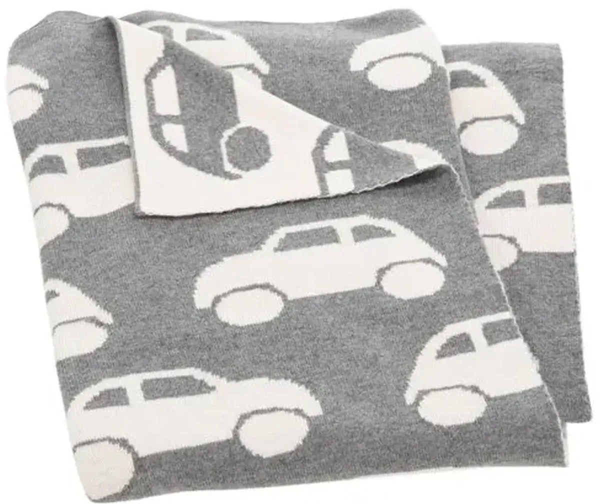 Car Baby Blanket - Gray/White