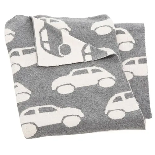 Car Baby Blanket - Gray/White