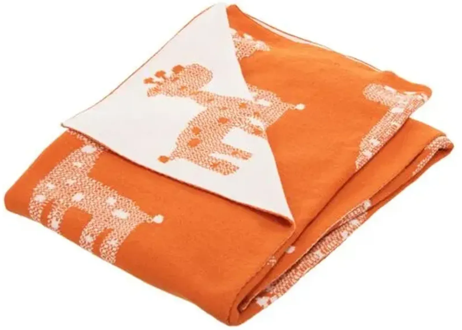 Giraffe Baby Blanket - Orange/Natural