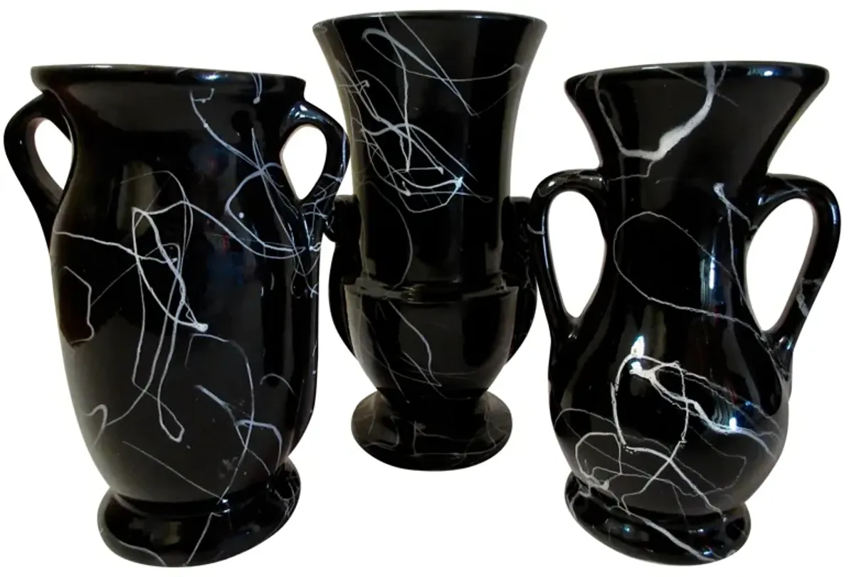 McCoy Spiderweb Vases - Set of 3 - The Emporium Ltd. - Black