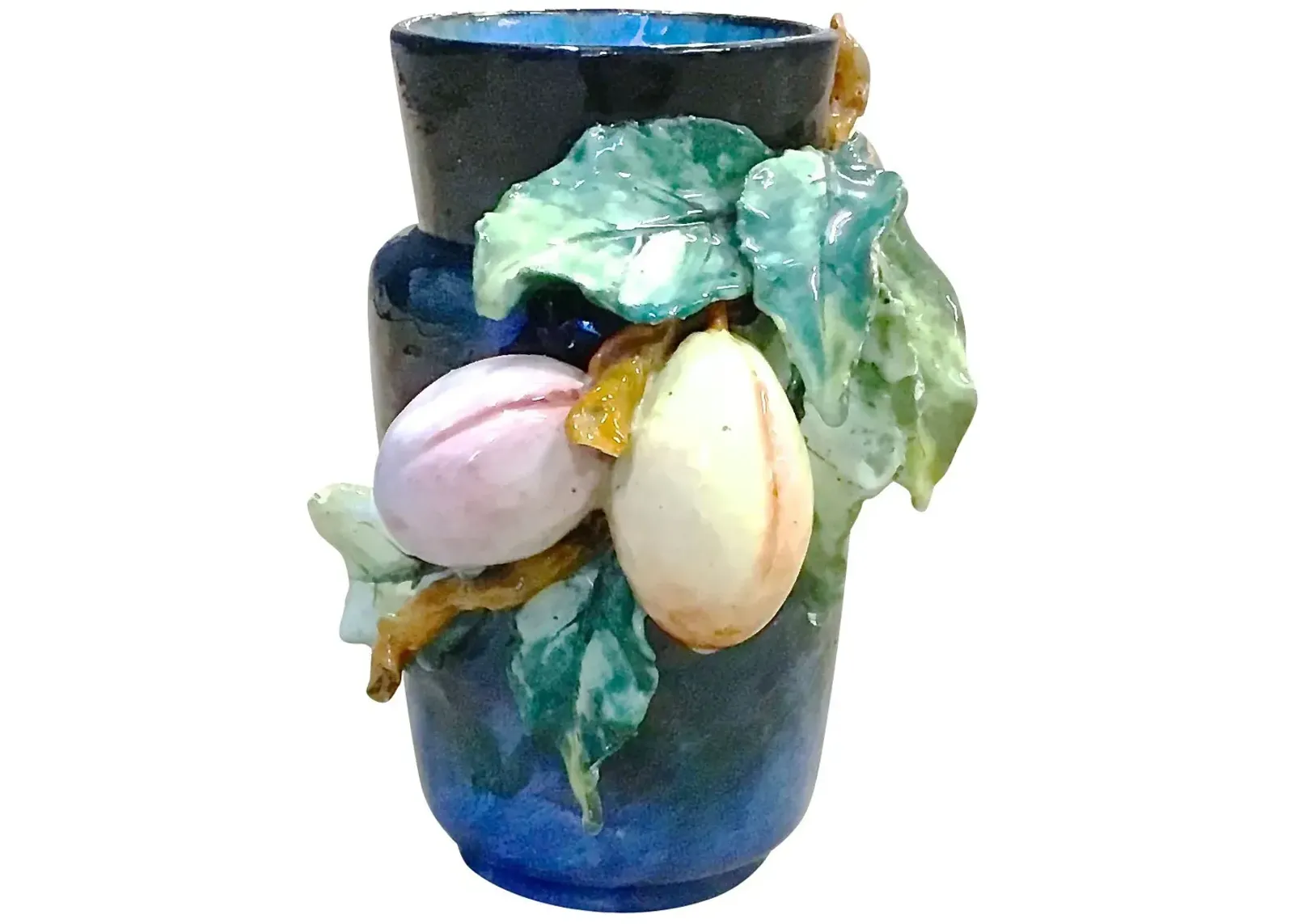 French Edourd Gilles Majolica Vase - Vermilion Designs - Blue