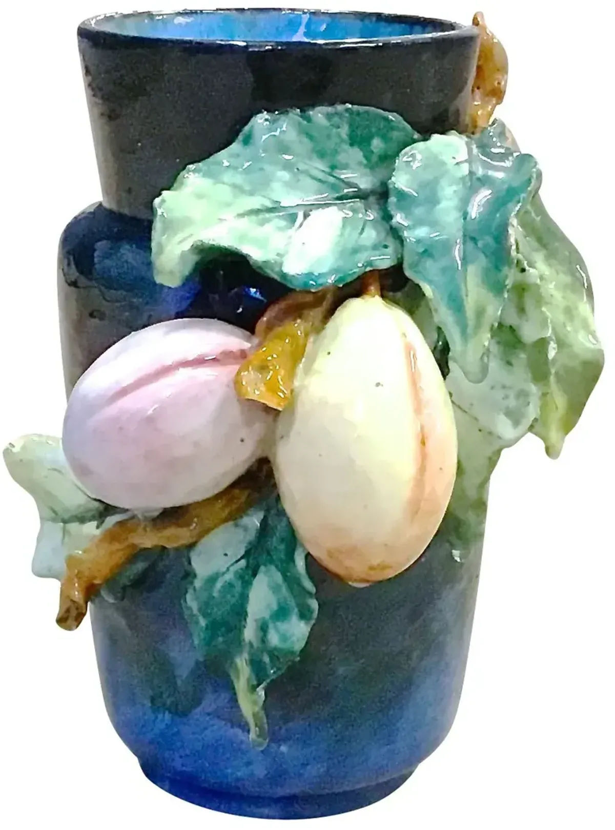 French Edourd Gilles Majolica Vase - Vermilion Designs - Blue