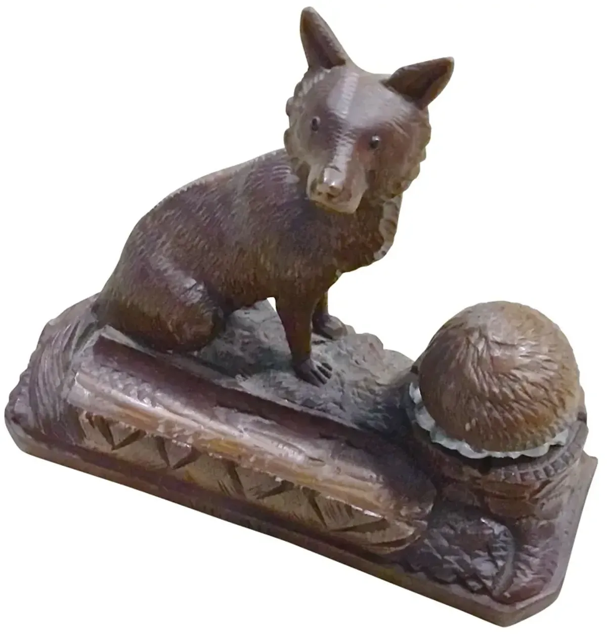 Antique Black Forest Fox Inkwell - Vermilion Designs - brown