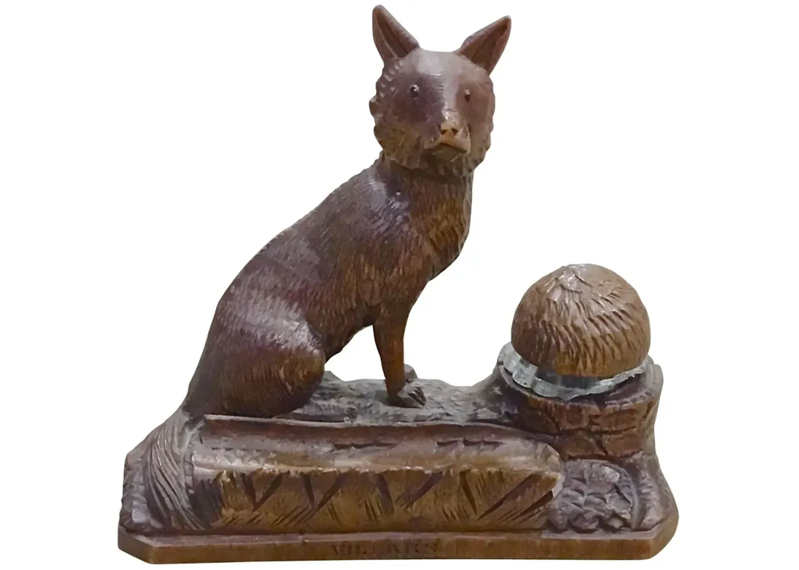 Antique Black Forest Fox Inkwell - Vermilion Designs - brown